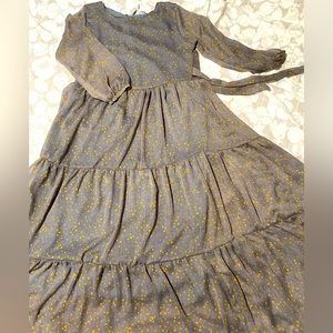 Long flowy chiffon three teired polka dot dress